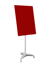 Skleněný červený mobilní flipchart 100 x 70 cm