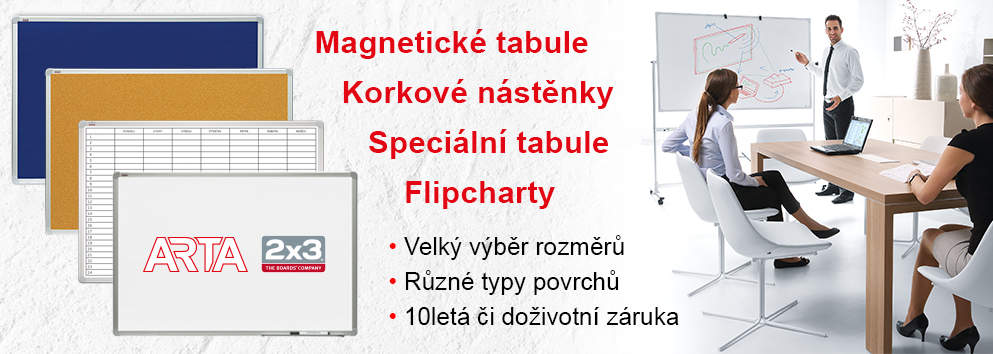 Magnetické a speciální tabule, flipcharty, nástěnky